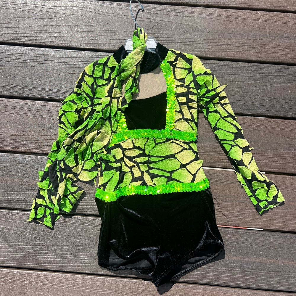 Green and Black Kids Dance Costume